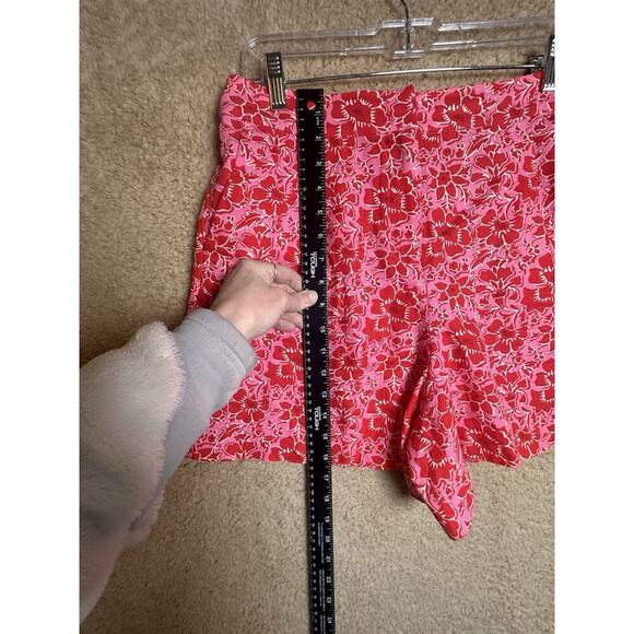 J.Crew Women's Linen Blend Elastic Back Shorts Azalea Red Sz 10 Floral Beach - Picture 10 of 14